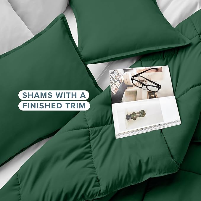 Bare Home Comforter Set - Oversized King Size - Ultra-Soft - Goose Down Alternative - Premium 1800 Series - All Season Warmth (Oversized King, Forest Green)