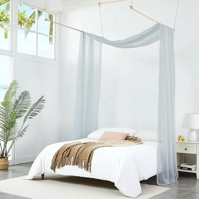 Warm Home Designs Grey Silver Bed Canopy Curtains in 55 x 360 Inch Size. Our King Canopy Bed Curtains Work Great as Kids Canopy, Bed Scarf, Bed Curtain or to Enhance Bed Decor. BC Silver 360"