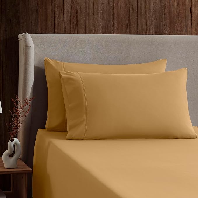 Nestl King Sheet Set - Luxury 1800 Ultra-Soft Microfiber King Bed Sheets - Double Brushed - Deep Pockets - Easy Fit - 4 Piece Set - Bedding Sheets & Pillowcases (King, Camel Gold)