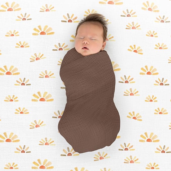SwaddleDesigns Cotton Muslin Swaddle Blankets for Babies, Set of 4, Neutral Receiving Blankets for Newborn, Baby Registry & Gift, 46x46 inches, Wilderness