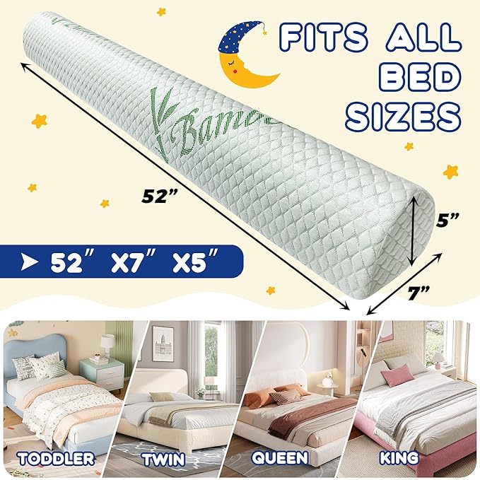 Waterproof Baby Bed Bumper for Toddler with Adjustable Band, Soft Kid Foam Bed Rail for Rental, Vacational, Full, Queen, Twin, King Size Bed, Green, 1 Pack
