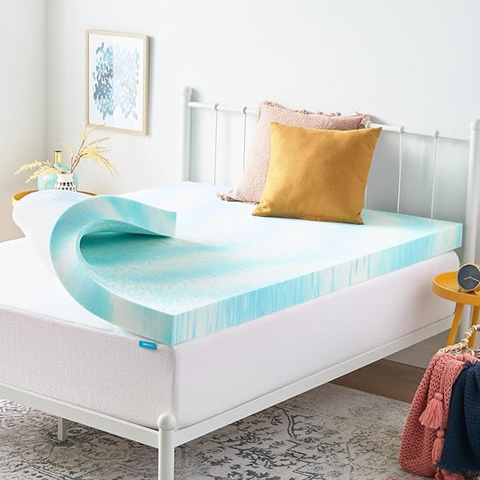 Linenspa 4 Inch Swirl Gel Memory Foam Mattress Topper, California King Size – Cooling Gel Infused, Ventilation Holes – Pressure Relieving Bed Topper – CertiPUR Certified