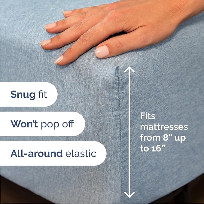 Cal King 6 Piece Sheet Set - Comfy Breathable & Cooling - Soft Hotel Luxury Bedding Set w/ 8-16 Inch Deep Pockets - 1 Flat & 1 Fitted Sheet & 4 Pillowcases - Wrinkle Free & Easy Care - Heathered Blue