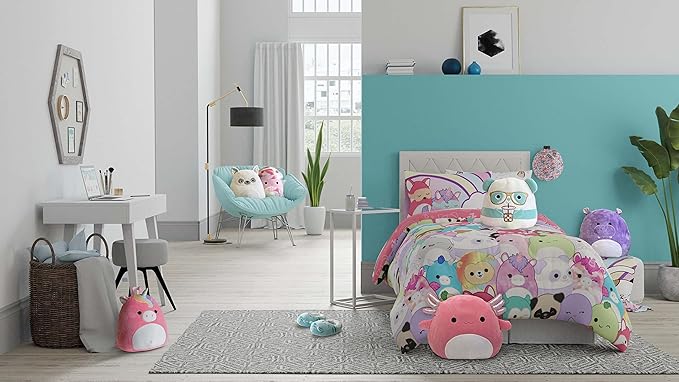 Squishmallows Bedding Super Soft Microfiber Reversible Comforter, Twin, (Official Licensed Product) by Franco