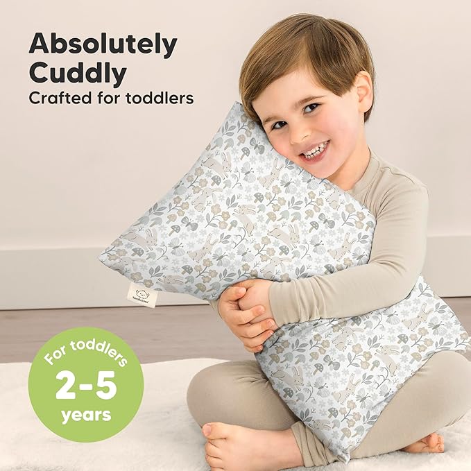 KeaBabies Toddler Pillow with Pillowcase - 13x18 My Little Cuddly Kids Travel Pillows for Sleeping, Nap, Viscose from Bamboo Nursery Pillowcase, Soft & Breathable, Toddler 2-5 Years Old (Prairie)
