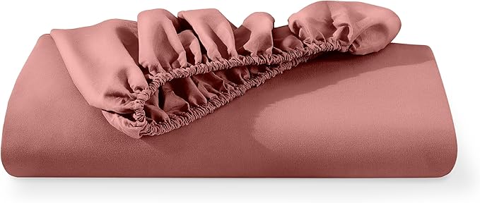 Bare Home Fitted Bottom Sheet Twin Size - Premium 1800 Microfiber - Ultra-Soft Hotel Luxury - Deep Pocket - Durable and Long Lasting (Twin, Dusty Rose)