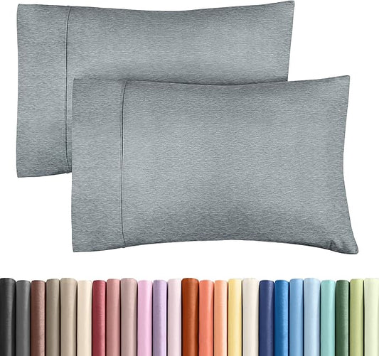 Queen Pillow Cases Set of 2 - Ultra Soft Hotel Quality Pillowcase Covers - Comfy, Cozy & Wrinkle Free - Shrinkage and Fade Resistant - Machine Washable Pillow Protectors - 2 Piece Set - Heathered Blue