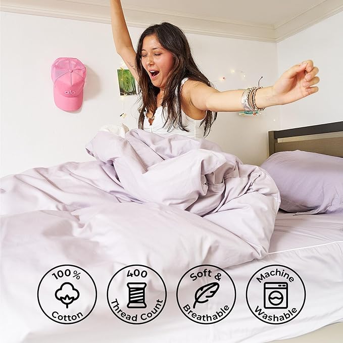 NEST and NOOKS 100% Cotton Duvet Cover | 400 Thread Count Sateen | Soft, Silky & Breathable Twin XL Bedding for Dorms, Hotel-Quality All-Season Comfort | Fits 39" x 80" x 13" Mattress | Light Gray