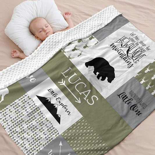 Personalized Name Blankets for Baby, Custom Blankets for Infant Toddler, Babys Gifts for Birthday Gifts for Boys Kids Teen New Mom, Essential Newborn Items, Cypress, 35"x45"