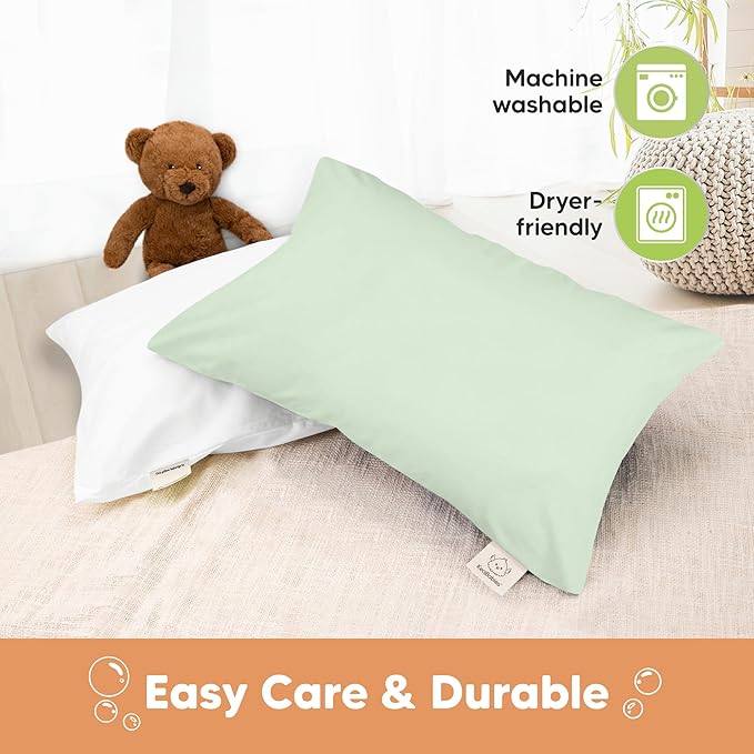 KeaBabies 13 x18 Toddler Pillowcase, Waterproof - Soft Waterproof Toddler Pillow Protector Cover for Kids, Boys, Girls, Durable Machine Washable, Small Travel Pillow Sold Separately (Sage)