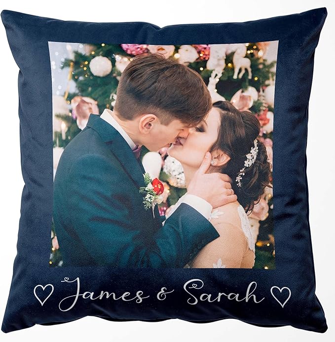 Easycosy Custom Velvet Pillow with Picture & Text, Two-Sides Customized Photo Pillowcase, Personalized Pillow Cover with Photo 20"x20", Valentine Custom Love Keepsake Gifts (Optional Pillow Insert)