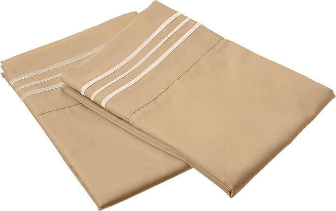 Elegant Comfort 1500 Thread Count Wrinkle & Fade Resistant Egyptian Quality Ultra Soft Luxurious 2-Piece Pillowcases, Standard Size, Gold