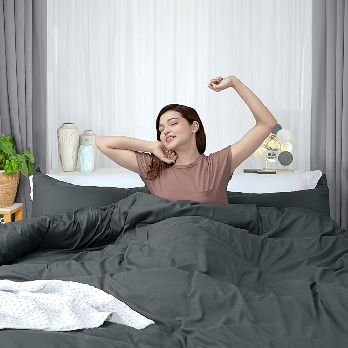 Utopia Bedding Duvet Cover King Size - 3 Piece with Zipper Closure - 1 Comforter Cover 104X90 Inches & 2 Pillow Shams 20X36 Inches (Pack of 8, Grey) Comforter Not Included