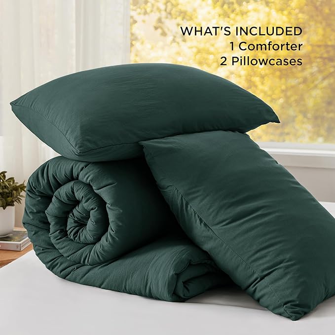 Bedsure Oversized King Comforter Set, Forest Green Soft Prewashed Bedding for All Seasons, 3 Pieces GentleSoft™ Bed Set, 1 Lightweight Comforter (120"x98") and 2 Pillowcases (20"x36")