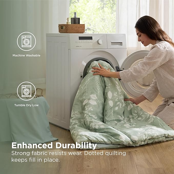Bedsure California King Comforter Set - 7 Pieces Floral Sage Green Bedding Sets, Cal King Bed in a Bag with Botanical Flowers Comforter, Sheets, Pillowcases & Shams