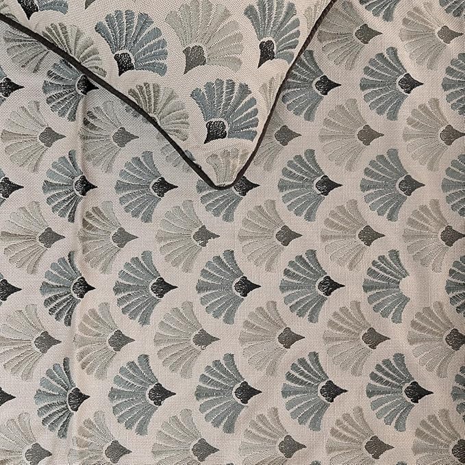 The HomeCentric King Queen Twin Blue & Grey Designer Queen 74"x18" Bed Runner with 2 Pillow Cover, Floral Embroidery Bed Scarf on Cotton Fabric - Flourish Bloom