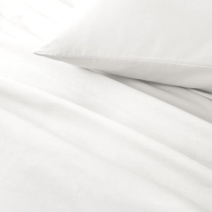 Comfort Spaces 100% Cotton Sheet Set Breathable, Lightweight, Soft with 14" Elastic Pocket Fits up to 16" Mattress, All Season Cozy Bedding, Matching Pillow Case, Cal King White 4 Piece