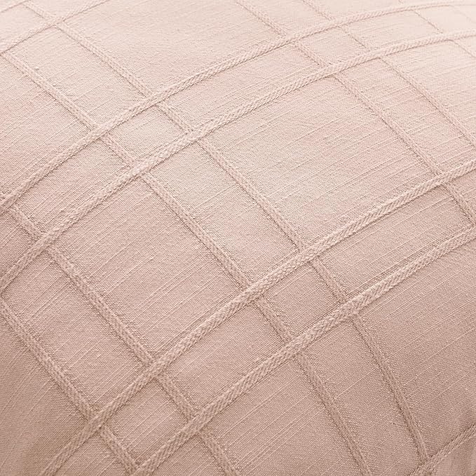 MIULEE Decorative Linen Check Throw Pillow Covers Neutral Farmhouse Vintage Spring Valentine Spring Pillow Covers 20x20 Set of 2 Boho Modern Home Decor for Sofa Couch Bedroom Cushion Light Pink