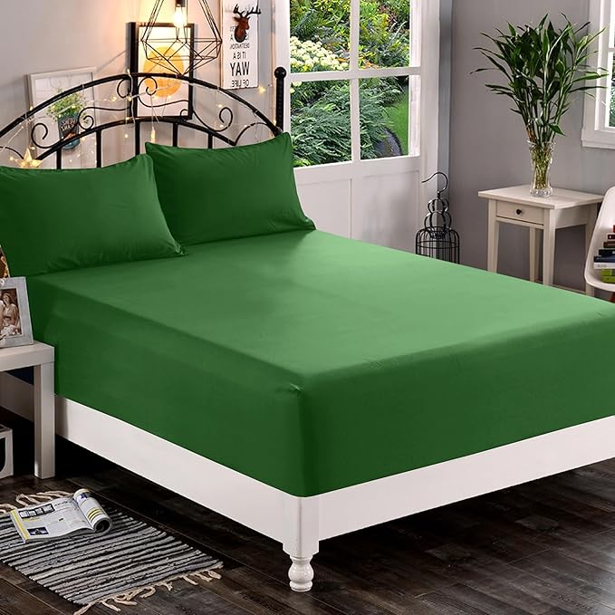 Elegant Comfort 1500 Premium Quality Fitted Sheet Ultra Soft 18-24 Inch Extra Deep Pocket - Single Fitted Sheet for High Mattress - Wrinkle Free with Smart Storage Pockets, Twin/Twin XL, Hunter Green