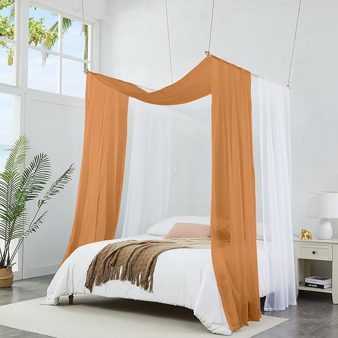 Warm Home Designs Caramel Gold Bed Canopy Curtains in 55 x 216 Inch Size. Our Queen Canopy Bed Curtains Work Great as Kids Canopy, Bed Scarf, Bed Curtain or to Enhance Bed Decor. BC Gold 216"