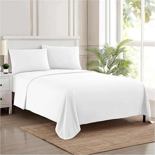 King Size Sheets - Breathable Luxury Bed Sheets with Full Elastic & Secure Corner Straps Built In - 1800 Supreme Collection Extra Soft Deep Pocket Bedding Set, Sheet Set, King, White