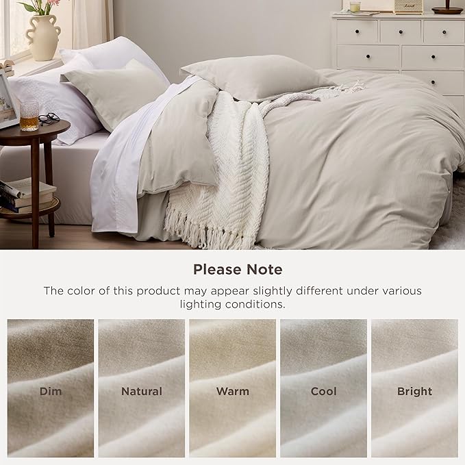 Bedsure Oversized Queen Duvet Cover - 3 Pieces Prewashed Cotton-Like Polyester Extra Soft Bedding Set, Includes 1 Duvet Cover 98x98 Inches with Zipper Closure & 2 Pillow Shams, Linen, No Comforter