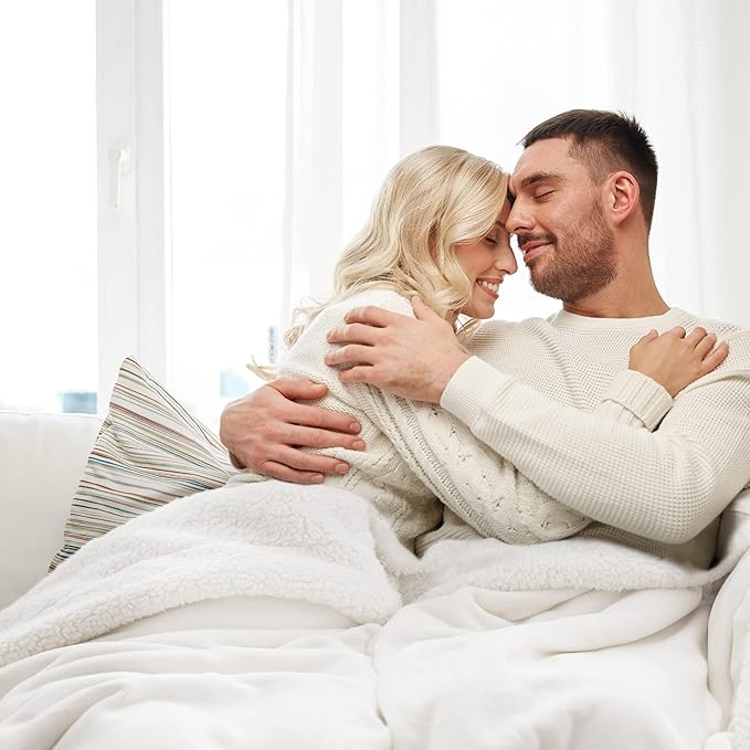 Bedsure GentleSoft Sherpa Fleece Blankets King Size for Bed, Non-Heated, Thick and Warm Throw for Women and Men, Soft Fuzzy Plush King Blanket for Winter, White, 108x90 Inches