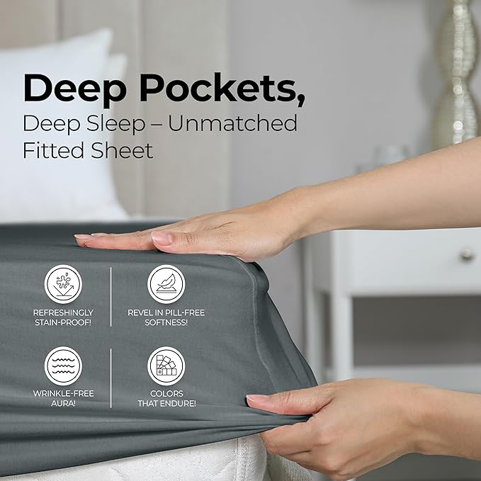 Utopia Bedding Full Fitted Sheet - Bottom Sheet - Deep Pocket - Soft Microfiber - Shrinkage and Fade Resistant - Easy Care -1 Fitted Sheet Only (Grey)