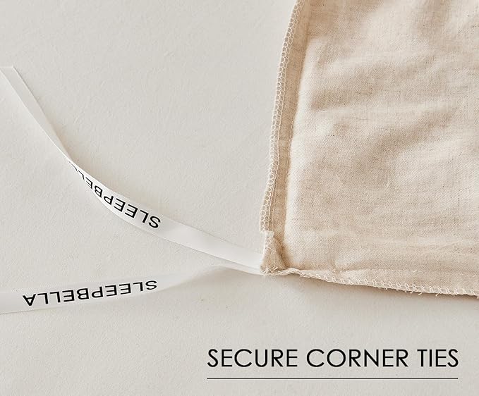 SLEEPBELLA Linen Duvet Cover Set King Size-1 Duvet Cover with 2 Pillow Shams with Button Closure Soft Breathable Farmhouse