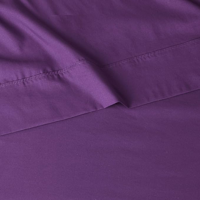 Amazon Basics Breathable Ultra-Soft Microfiber 4 Piece Bed Sheet Set with 14-Inch Deep Pockets, Wrinkle Resistant, Full, Plum, Solid