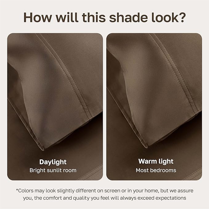 California Design Den 100% Cotton Sheet Set Queen, 600 Thread Count Sateen, Soft, Cooling Deep Pocket Cotton Sheets, Hotel-Quality Queen Sheet Set (Mushroom - Taupe Brown)