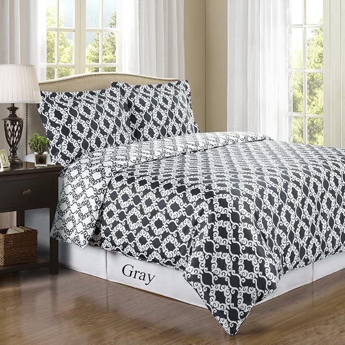 Royal Hotel Bedding Gray/Blue and White Sierri 3 Piece Twin/Twin XL Comforter Set 100% Cotton 300 Thread Count