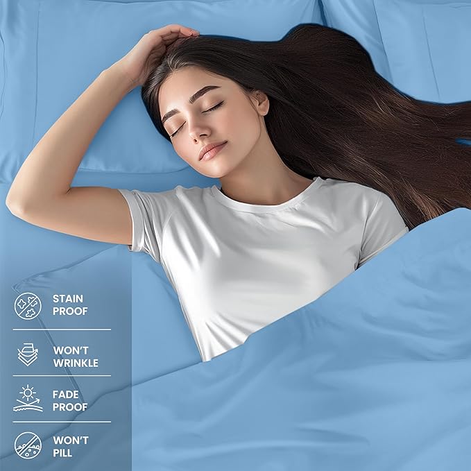 Utopia Bedding King Sheet Set – 4 Piece Bed Sheets for King Size Bed, Soft and Breathable Microfiber, Includes 1 Fitted Sheet, 1 Flat Sheet and 2 Pillowcases (Dutch Blue)