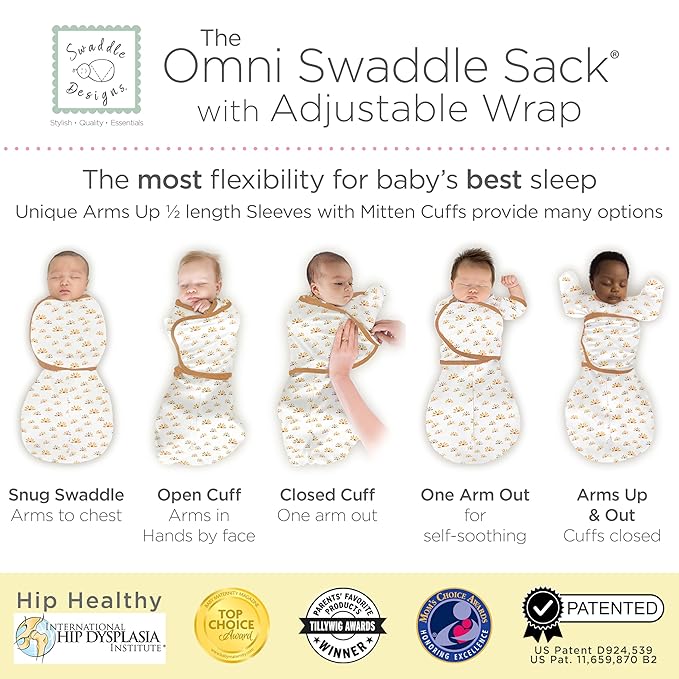 SwaddleDesigns 6-Way Omni Swaddle Sack, Arms Up Swaddle for Newborn, More Options to Calm Startle Reflex, Improves Sleep, 12-18 lbs, Watercolor Sunny Days