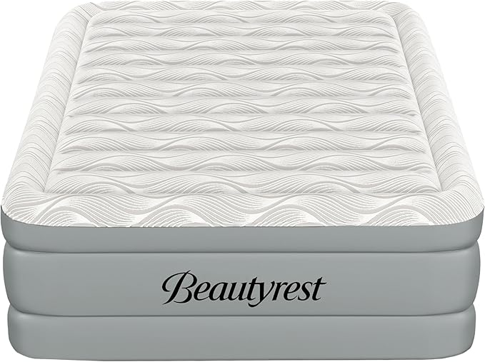 Beautyrest Luxaire, Twin Size Luxury Air Mattress, 20 Inch Height with Cool Vent Top, Smart Auto Shut-Off Pump, Puncture Resistant Ever Firm Fabric with Edge Support