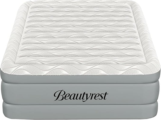 Beautyrest Luxaire, Twin Size Luxury Air Mattress, 20 Inch Height with Cool Vent Top, Smart Auto Shut-Off Pump, Puncture Resistant Ever Firm Fabric with Edge Support