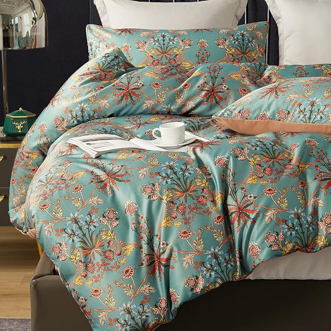 Cupocupa Duvet Cover Set;Duvet Cover Full Bedding Set Fluffy Boho Duvet Cover Set Paisley Floral Bedding Collection Duvet Cover with Pillowcases