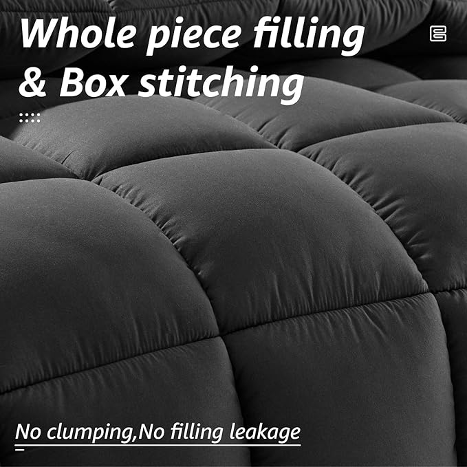 HYLEORY Queen Comforter, All Season Down Alternative Duvet Insert, Winter Warm Quilted Bed Comforter with Corner Tabs,Machine Washable, Dark Grey, 88x88 Inch