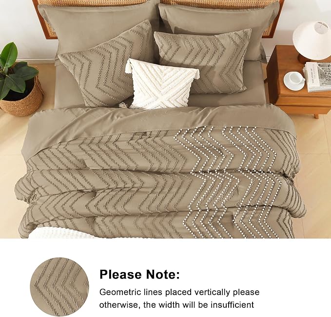 Litanika Taupe Comforter Set King Size with Sheets - 7 Pieces King Bed in a Bag Boho Tufted Complete Bedding Sets with Comforter, Sheets, Pillowcases & Shams