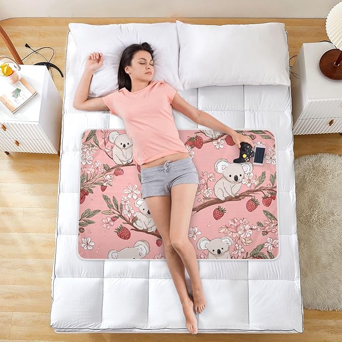 Waterproof Bed Pad Reusable Changing Pad Toddler Mattress Protector Large Pee Pad Baby Diaper Pad Soft Washable Liner Pink Koala Floral Strawberries Leaves