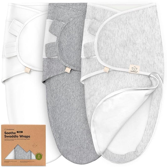 Baby Swaddle Sleep Sacks with Zipper - 3-Pack Swaddles for Newborns 3-6 Months, Infant, Baby Girls, Boys, Soft & Durable Newborn Sleep Sack, Easy Diaper Change Swaddling Blanket (Cloud, L)
