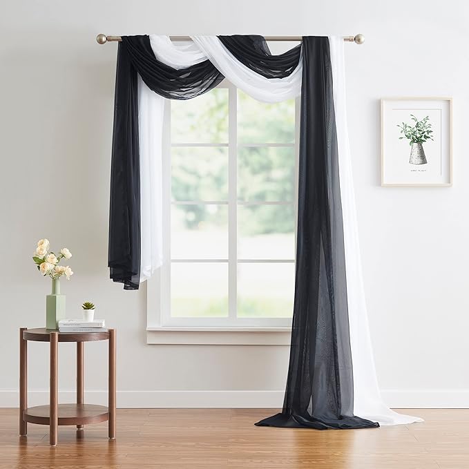Warm Home Designs Black Bed Canopy Curtains in 55 x 144 Inch Size. Our Twin Canopy Bed Curtains Work Great as Kids Canopy, Bed Scarf, Bed Curtain or to Enhance Bed Decor. BC Black 144"