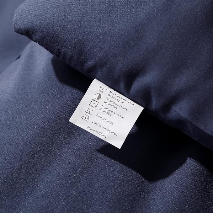 ROSGONIA Navy Blue Comforter Set Queen, 3pcs (1 Boho Blue Comforter & 2 Pillowcases) All Season Soft Bedding Lightweight Bedspread Blanket Quilt