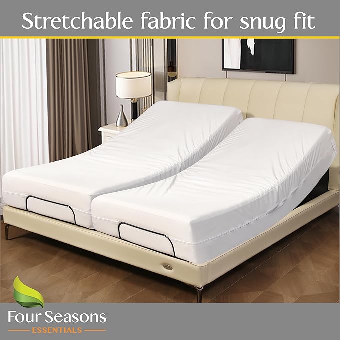 Split King Mattress Encasement 39" x 80" (2PCs Twin XL) - Waterproof Zippered Protector Hypoallergenic Premium Quality Bed Cover for Adjustable Beds and Split Mattresses (11"-16" Depth)