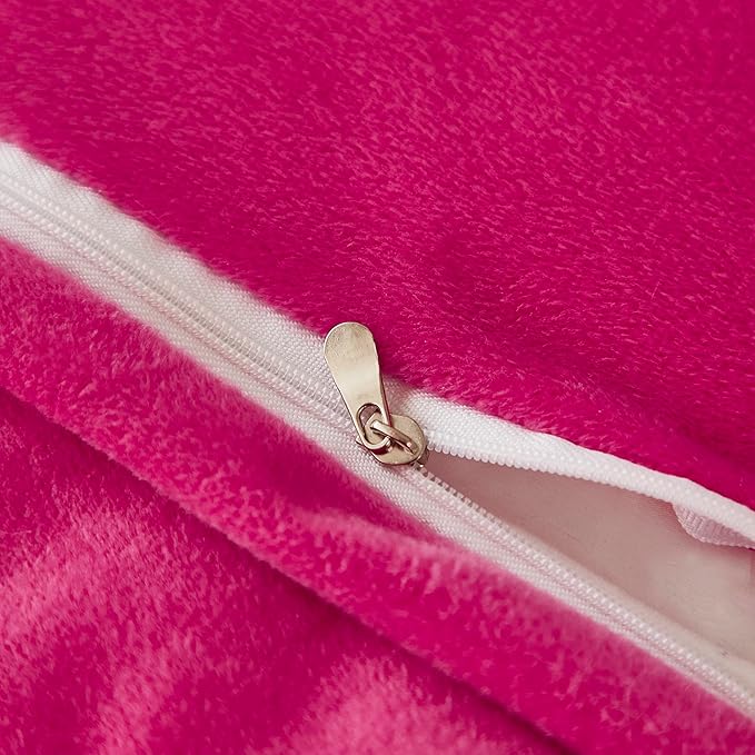 Uhamho Faux Fur Velvet Fluffy Bedding Duvet Cover Set Down Comforter Quilt Cover with Pillow Sham, Ultra Soft Warm (Twin, Hot Pink)