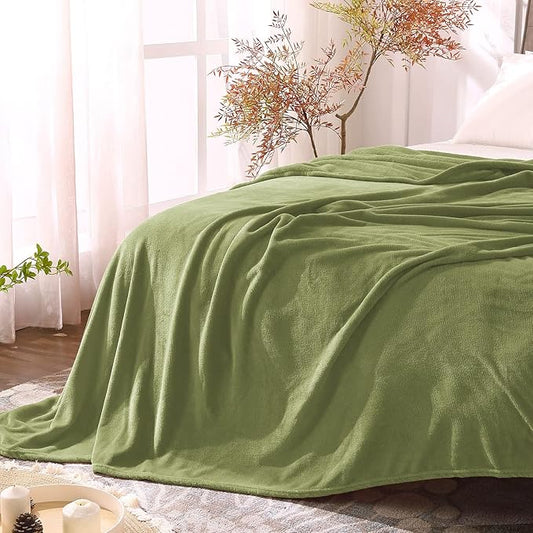 BEDELITE Fleece Blankets Queen Size Sage Green Throw Blankets for Bed, Luxury Plush Cozy Fuzzy Blanket 90x90 inches, Super Soft Warm Lightweight Throw Blanket All Seasons Suitable