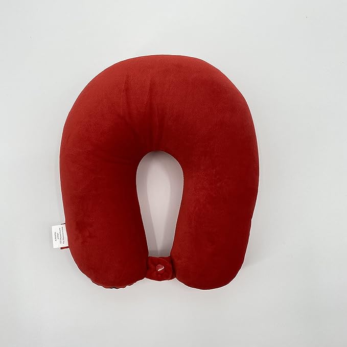 Bookishbunny U Shaped Micro Beads Microbead Neck Head Support Travel Pillow, 12"x12"x4" (WaveRed)