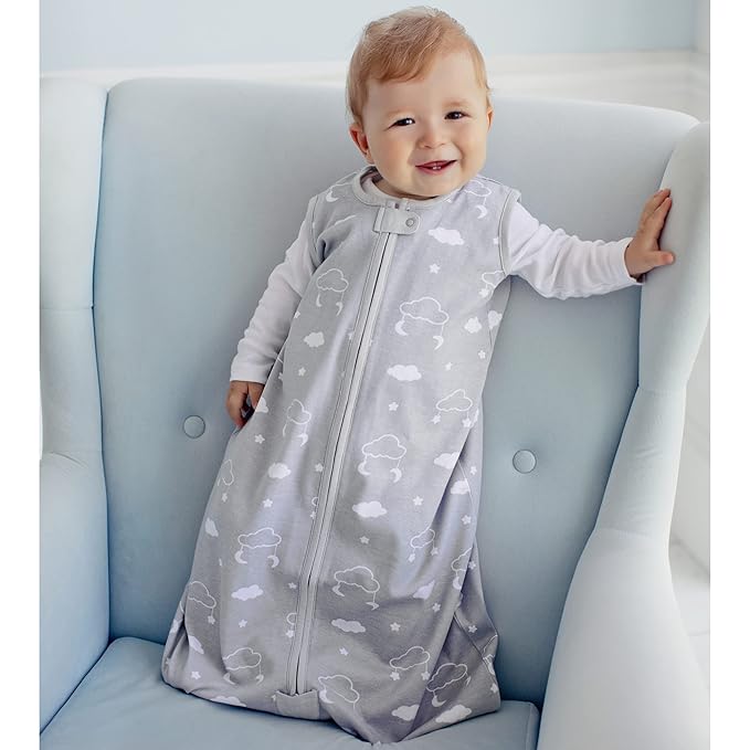 Baby Sleep Sack 1.0 TOG, Organic Cotton Baby Wearable Blanket with Two-Way Zipper, Swaddle Transition Baby Sleeping Bag, All-Season Sleep Sack for Newborn Infant Toddler Boy Girl, 2-Pack