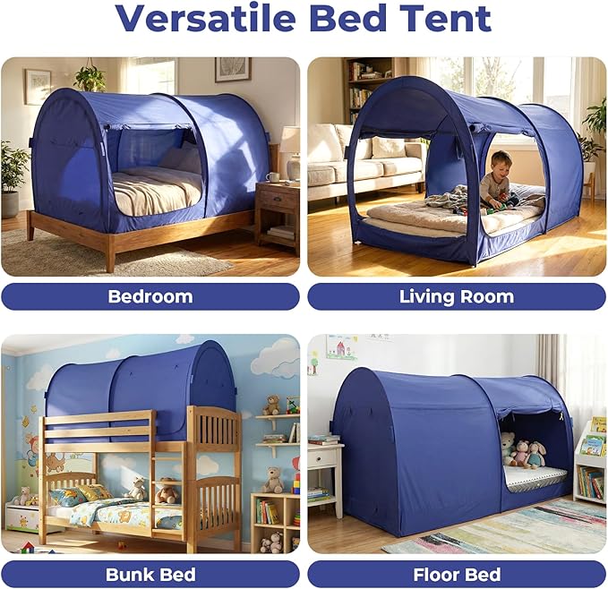 LEEDOR® Bed Tent Dream Tents Bed Canopy Shelter Cabin Indoor Privacy Warm Breathable Pop Up Twin/Full/Queen for Kids and Adult Patent Pending(Mattress Not Included)