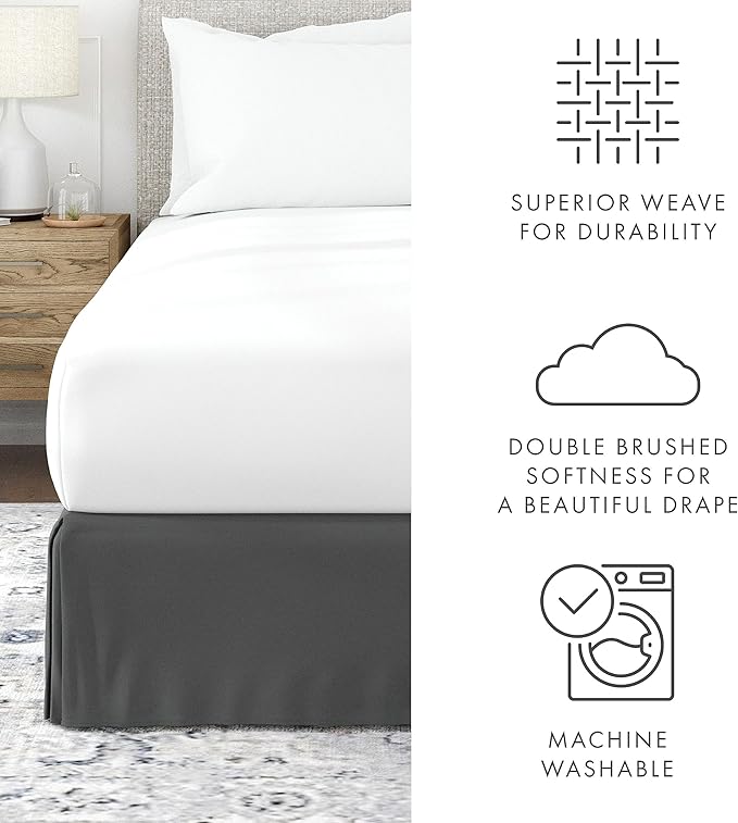 Linen Market Bed Skirt - Ultra Soft Microfiber - Easy Fit with 14 Inch Tailored Drop - Hotel Quality, Shrinkage & Fade Resistant - Bed Cover - Full Size Bed Skirts - Bedroom Décor - (Full, Gray)